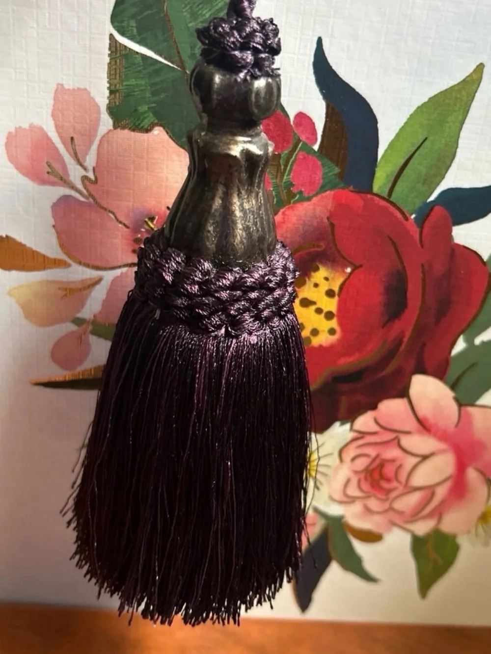 India House SurachiChairtie Aubergine, Deep Purple Tassels 38” L